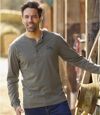 Pack of 2 Men's Button-Neck Long-Sleeved Tops - Anthracite Yellow Atlas For Men