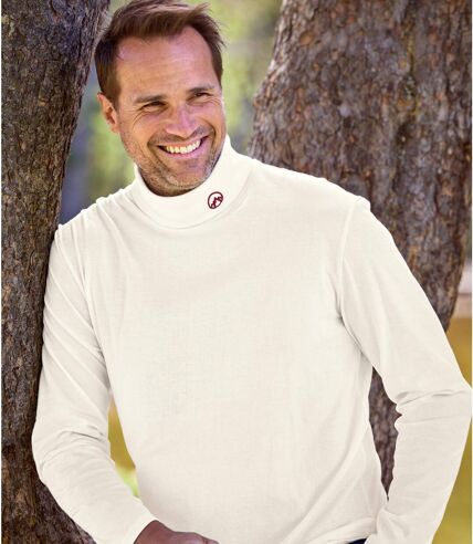 Pack of 3 Men's Turtleneck Tops - White Khaki Burgundy  