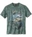 Men's Wolf Print T-shirt - Green
