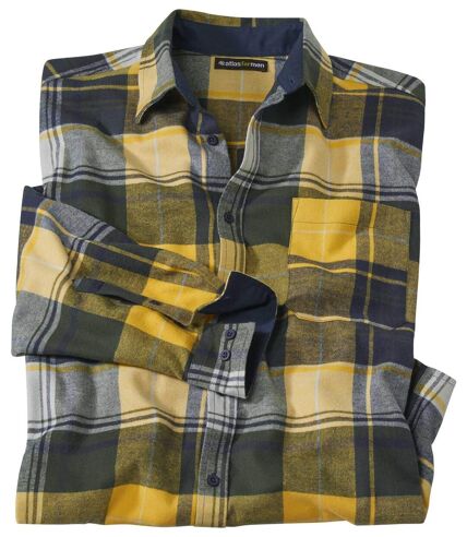Men's Checked Flannel Shirt - Yellow