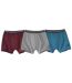 Pack of 3 Men's Classic Boxer Shorts - Grey Burgundy Turquoise