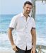 Men's Patterned Poplin Summer Shirt - White