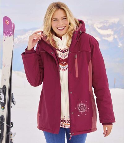 Women's Fleece-Lined  Ski Jacket - Raspberry 