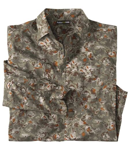 Men's Khaki Camouflage Print Shirt 