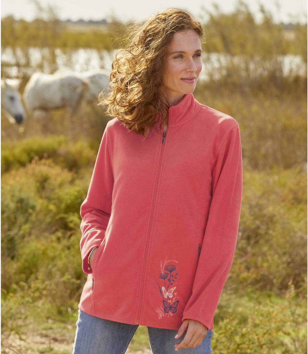 Pack of 2 Women's Embroidered Microfleece Jackets - Blue Pink  Atlas For Men