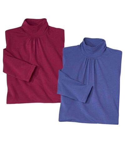 Pack of 2 Women's Stretchy Turtleneck Tops