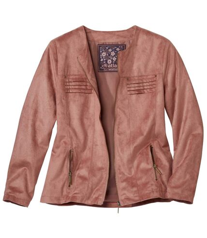 Women's Pink Faux-Suede Jacket