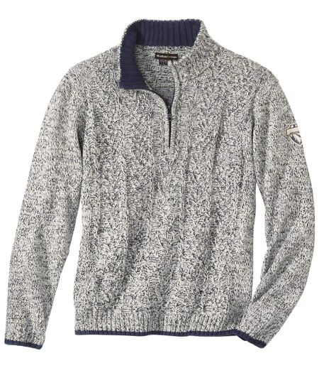 Men's Mottled Grey Quarter-Zip Sweater