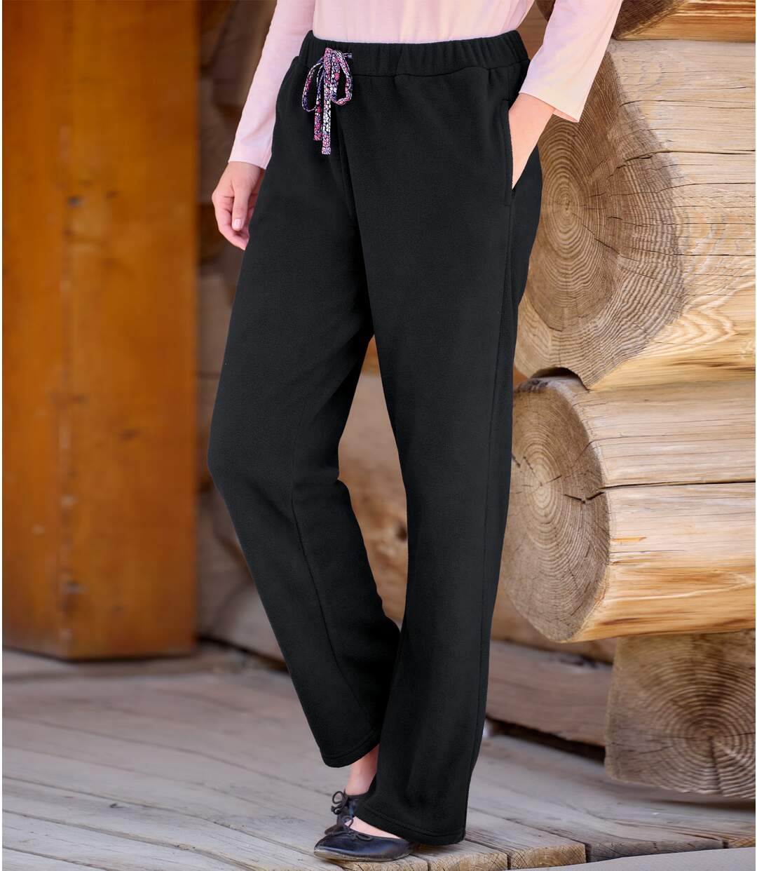 Women's Black Fleece Loungewear Set