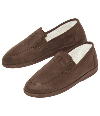 Men's Classic Sherpa-Lined Slippers - Brown