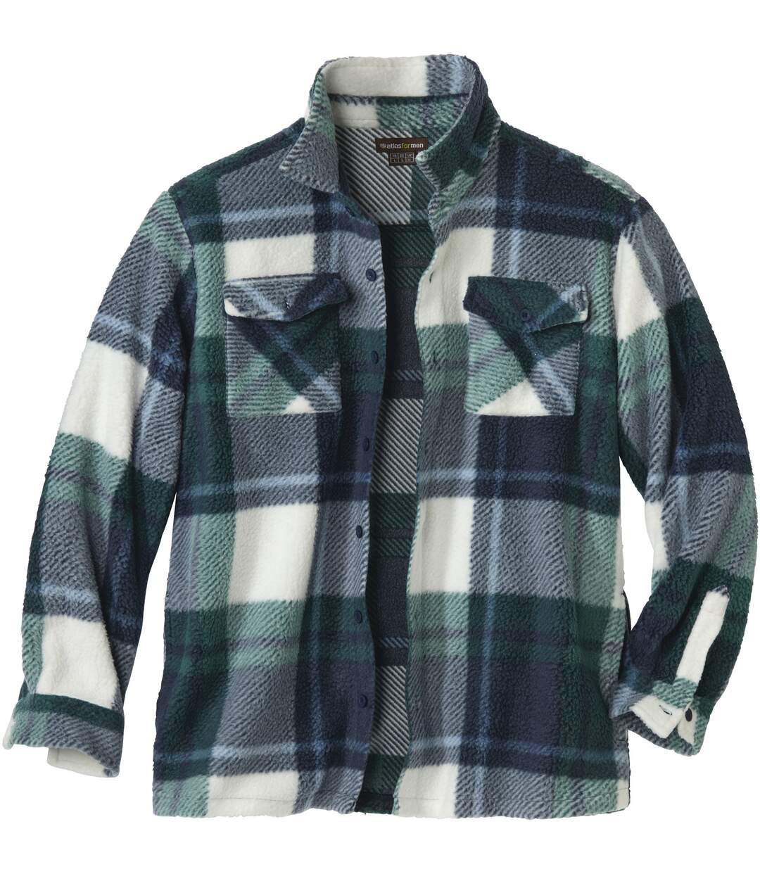 Men's Navy Checked Sherpa Overshirt