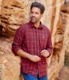 Pack of 2 Men's Checked Flannel Shirts - Navy Burgundy Atlas For Men