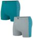 Pack of 2 Men's Patterned Boxer Shorts - Turquoise Grey-1