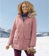 Women's Pink Parka with Faux-Fur Hood -Water-Repellent Atlas For Men
