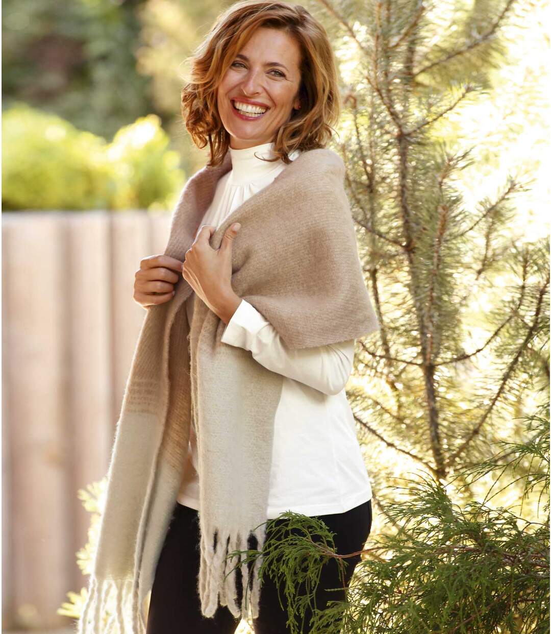 Women's Warm Scarf - Pink Beige-3