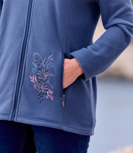 Pack of 2 Women's Embroidered Microfleece Jackets - Pink Blue