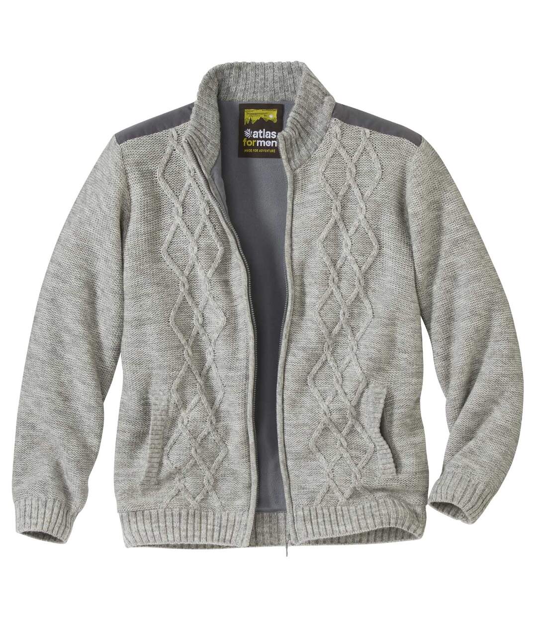 Men's Gray Fleece-Lined Knitted Jacket Atlas For Men
