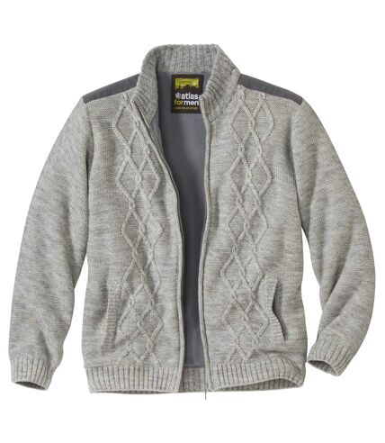 Pletený svetr na zip zateplený fleecem 
