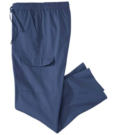 Men's Navy Cargo Trousers - Elasticated Waist