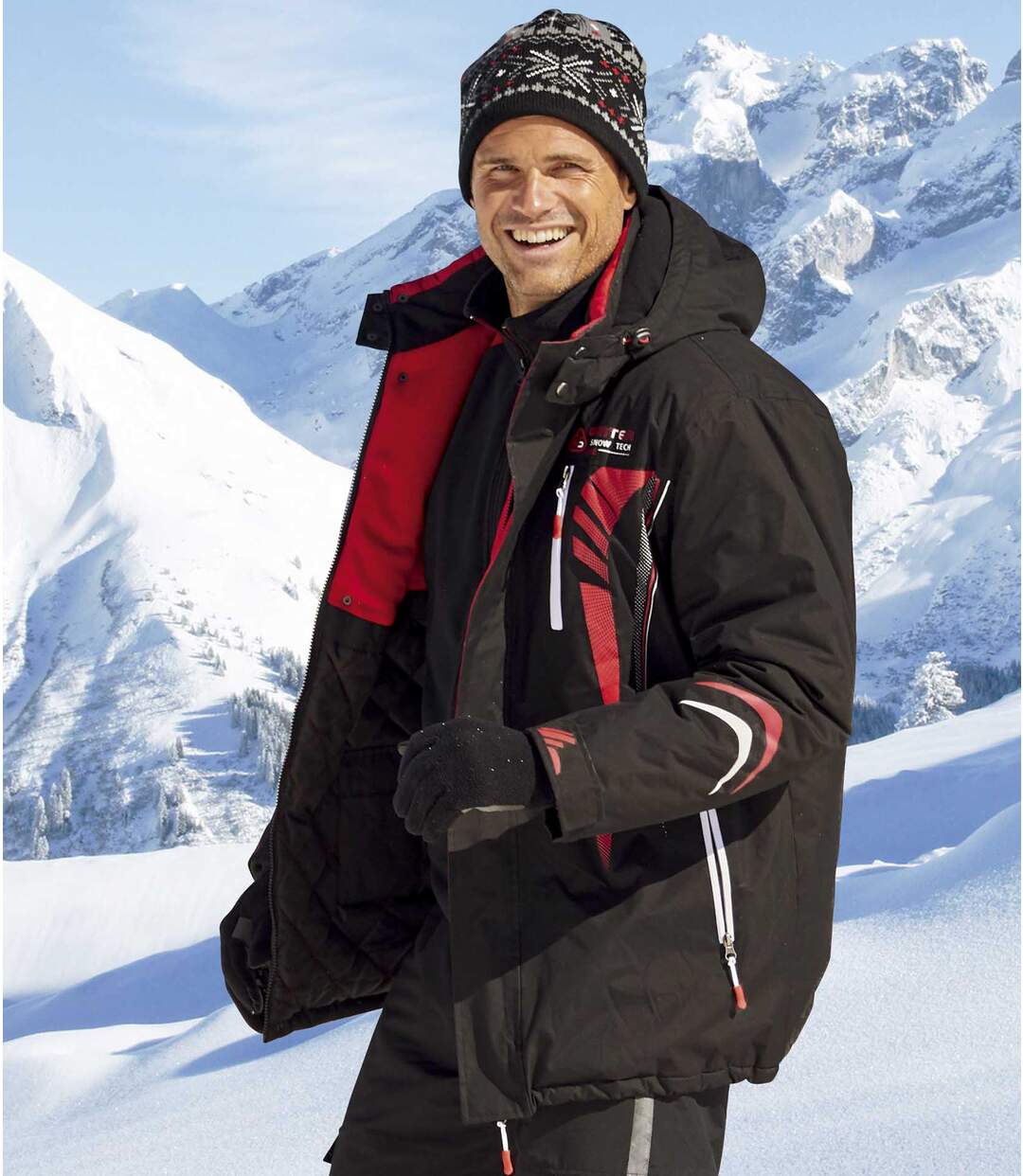 Men's Black Hooded Parka Coat - Water-Repellent - Full Zip-1