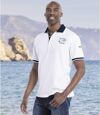 Pack of 2 Men's Nautical Polo Shirts - Turquoise White Atlas For Men
