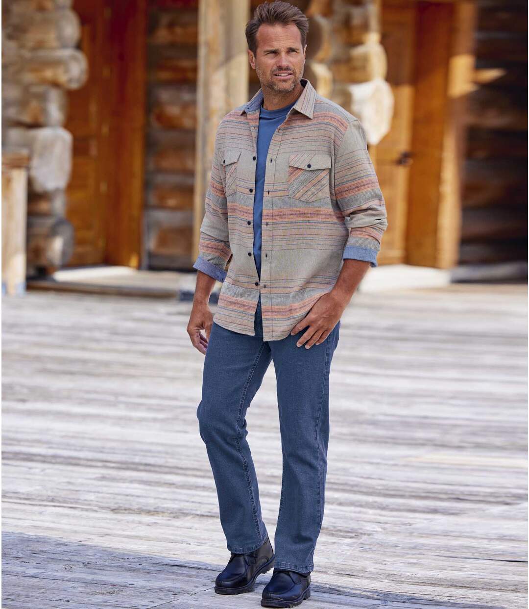 Blaue Regular-Jeans mit Stretch-Effekt Atlas For Men