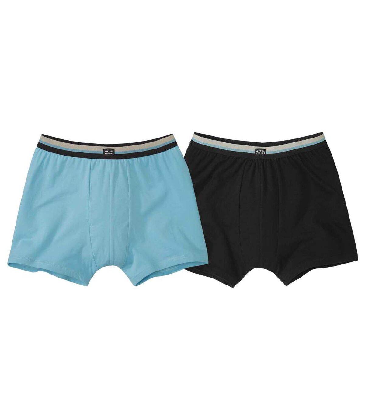 Pack of 2 Stretch Comfort Boxers - Black Turquoise Atlas For Men