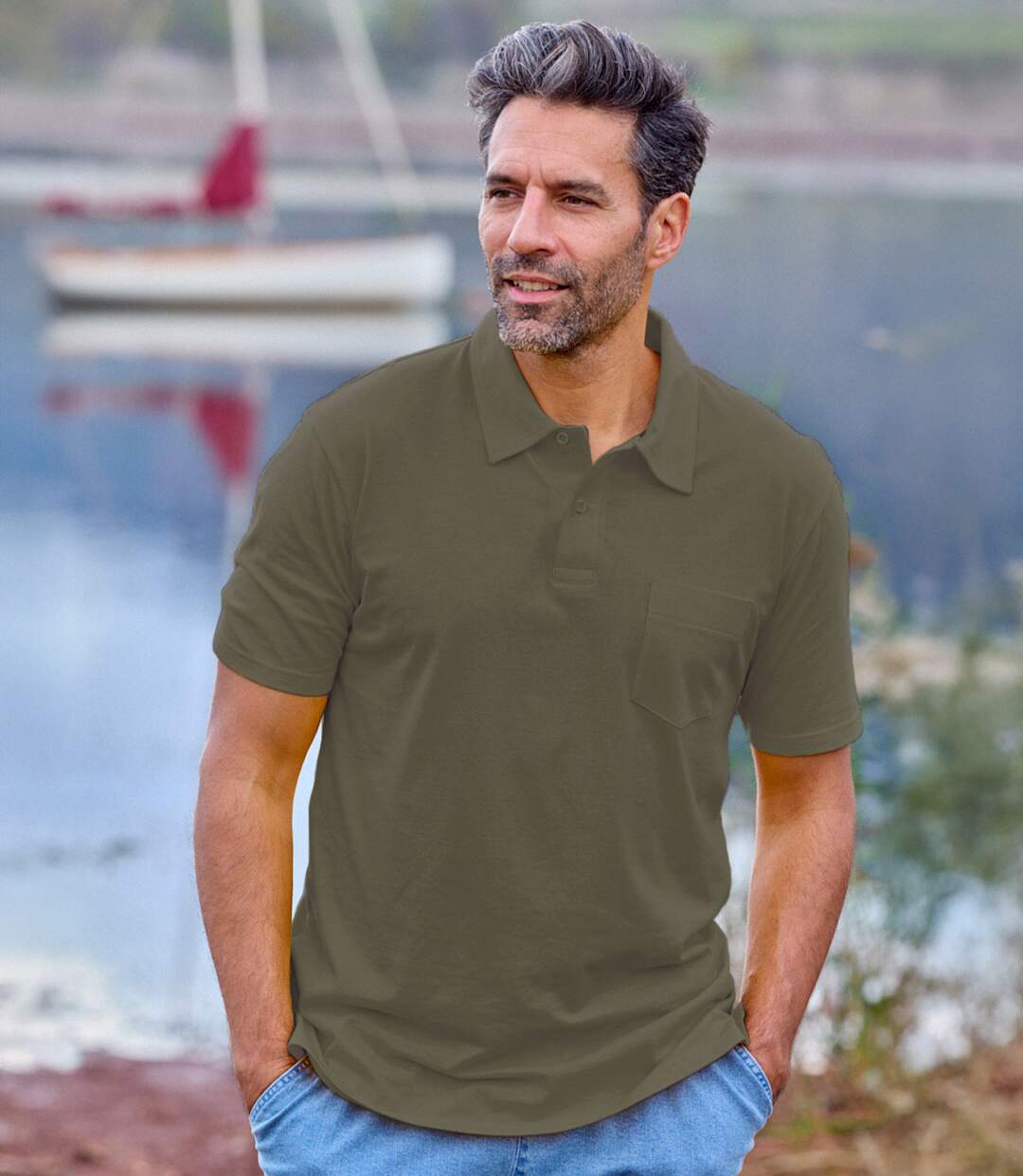 Pack of 4 Men's Jersey Polo Shirts -  Khaki Black Blue Navy-5