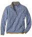 Men's Blue Mottled Half Zip Sweater