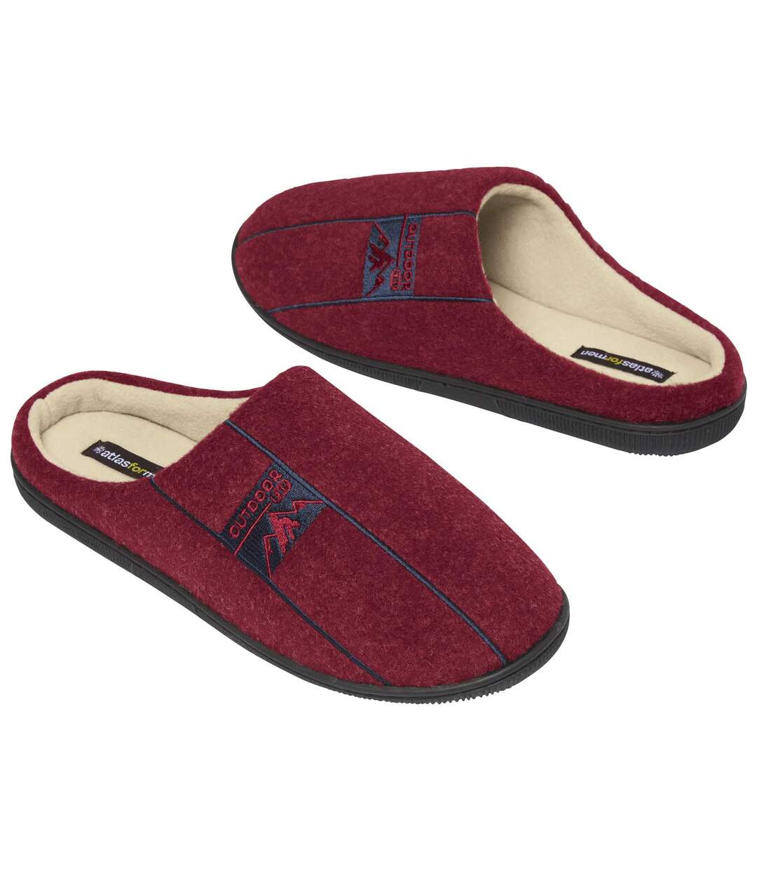 Men's Burgundy Fleece-Lined Slippers-1