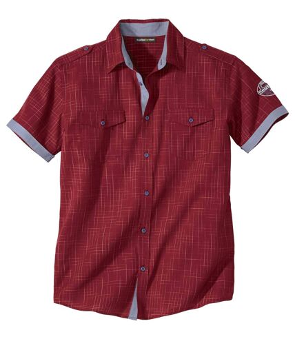 Men's Patterned Aviator Shirt - Red