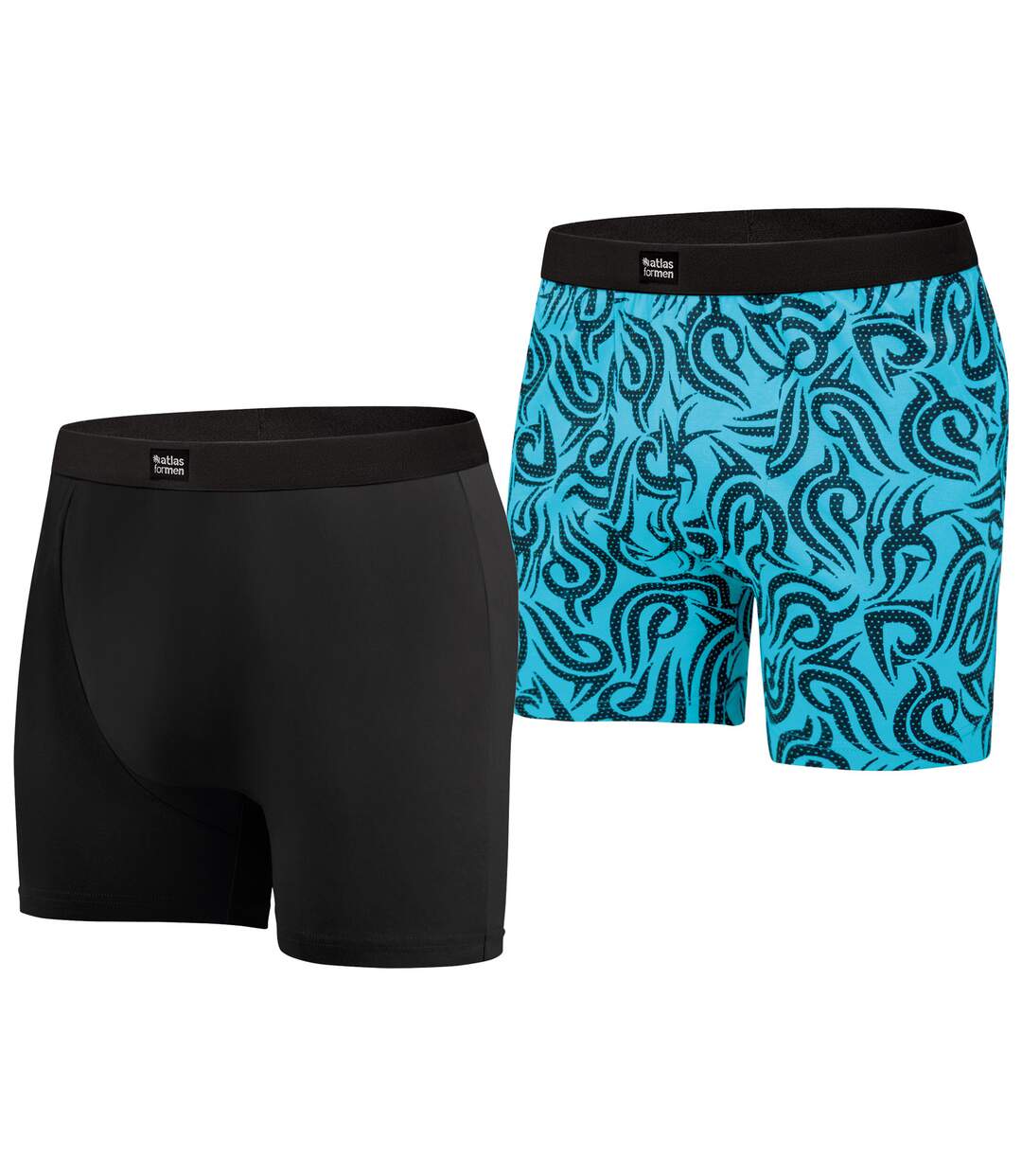 Pack of 2 Men's Stretch Boxer Shorts - Black Turquoise-1