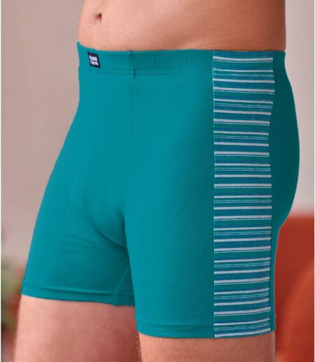 Pack of 2 Men's Patterned Boxer Shorts - Turquoise Grey