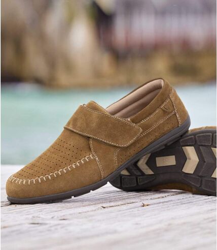 Men's Brown Perforated Leather Moccasins