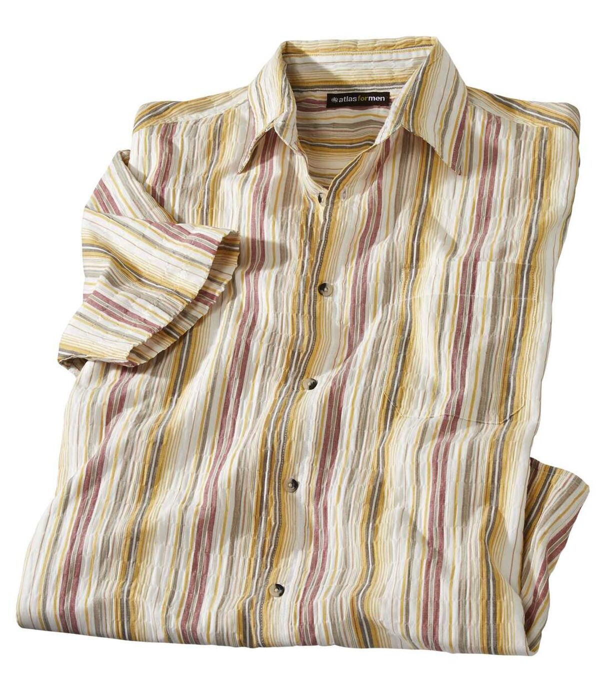 Men's Ecru Striped Crepon Shirt  Atlas For Men