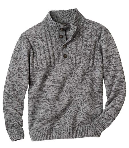 Pull Tricot Col Montant Boutonné