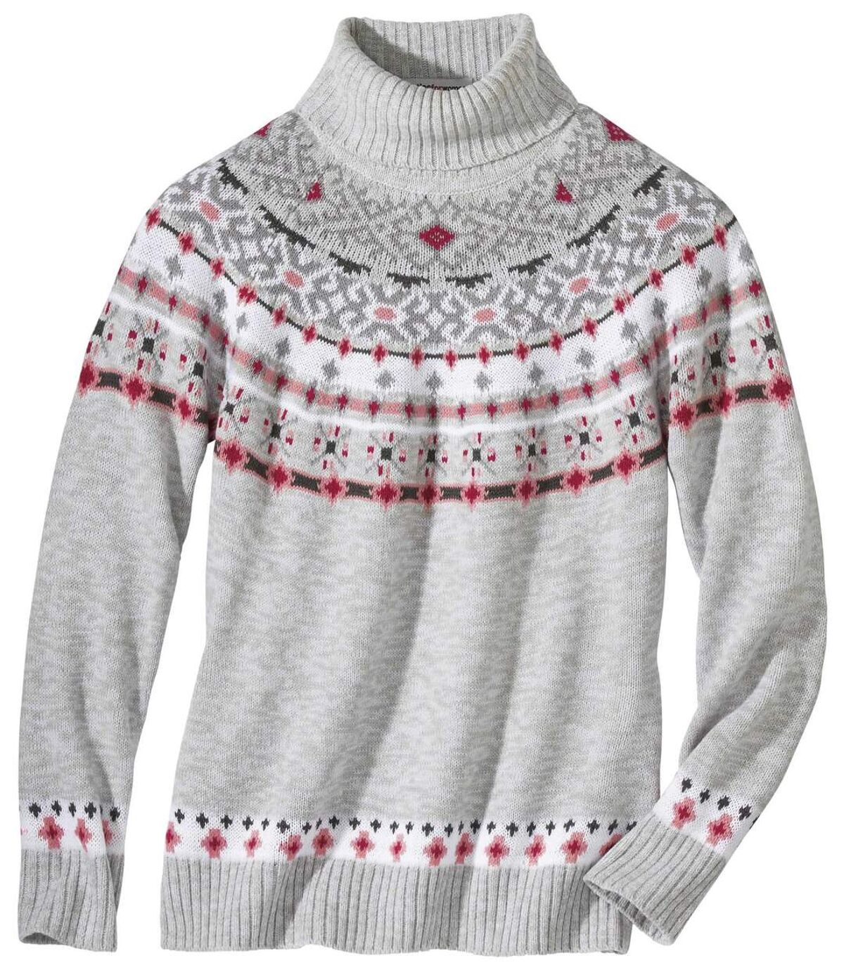 Trykotowy sweter golf z żakardowymi wzorami  Atlas For Men