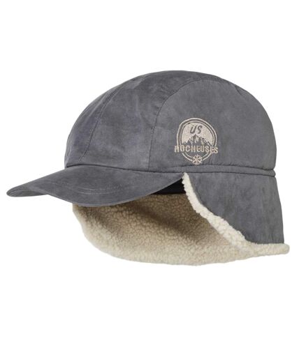 Men's Grey Faux Suede and Sherpa Cap
