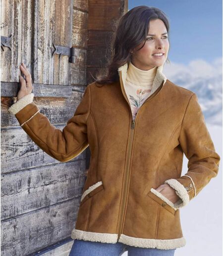 Women’s Faux Suede Jacket with Sherpa Lining