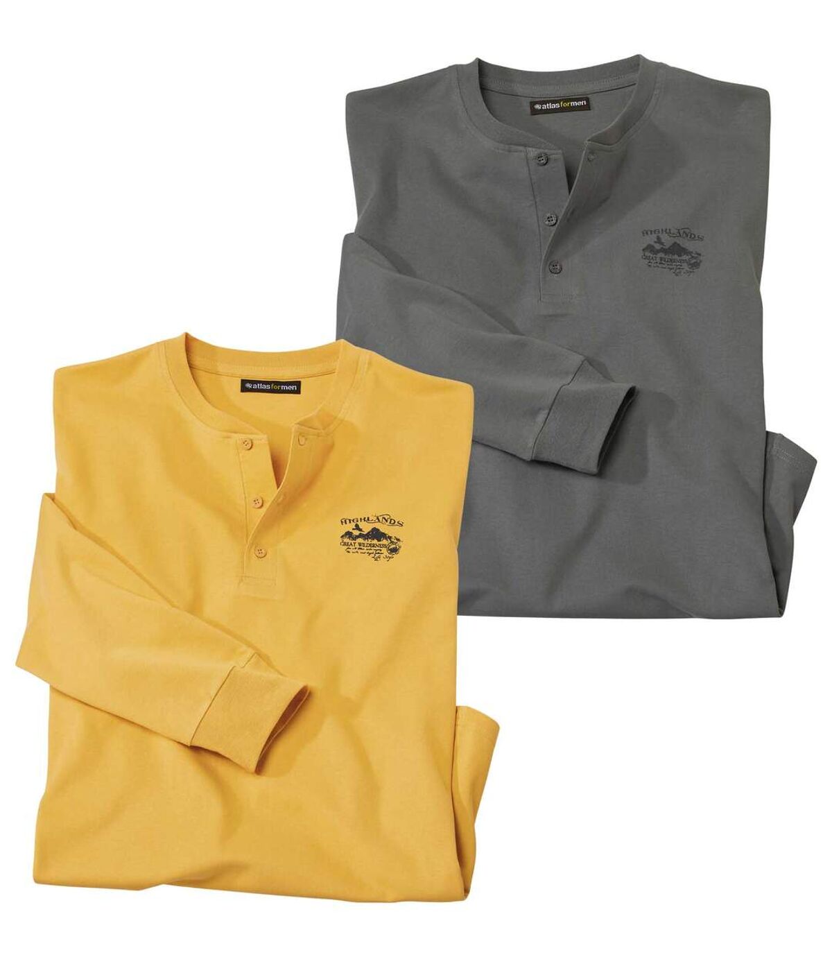 Pack of 2 Men's Casual Tops - Anthracite Yellow Atlas For Men