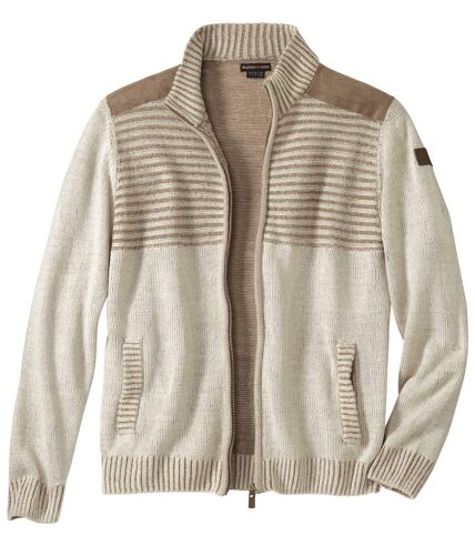 Autentický pletený sveter na zips