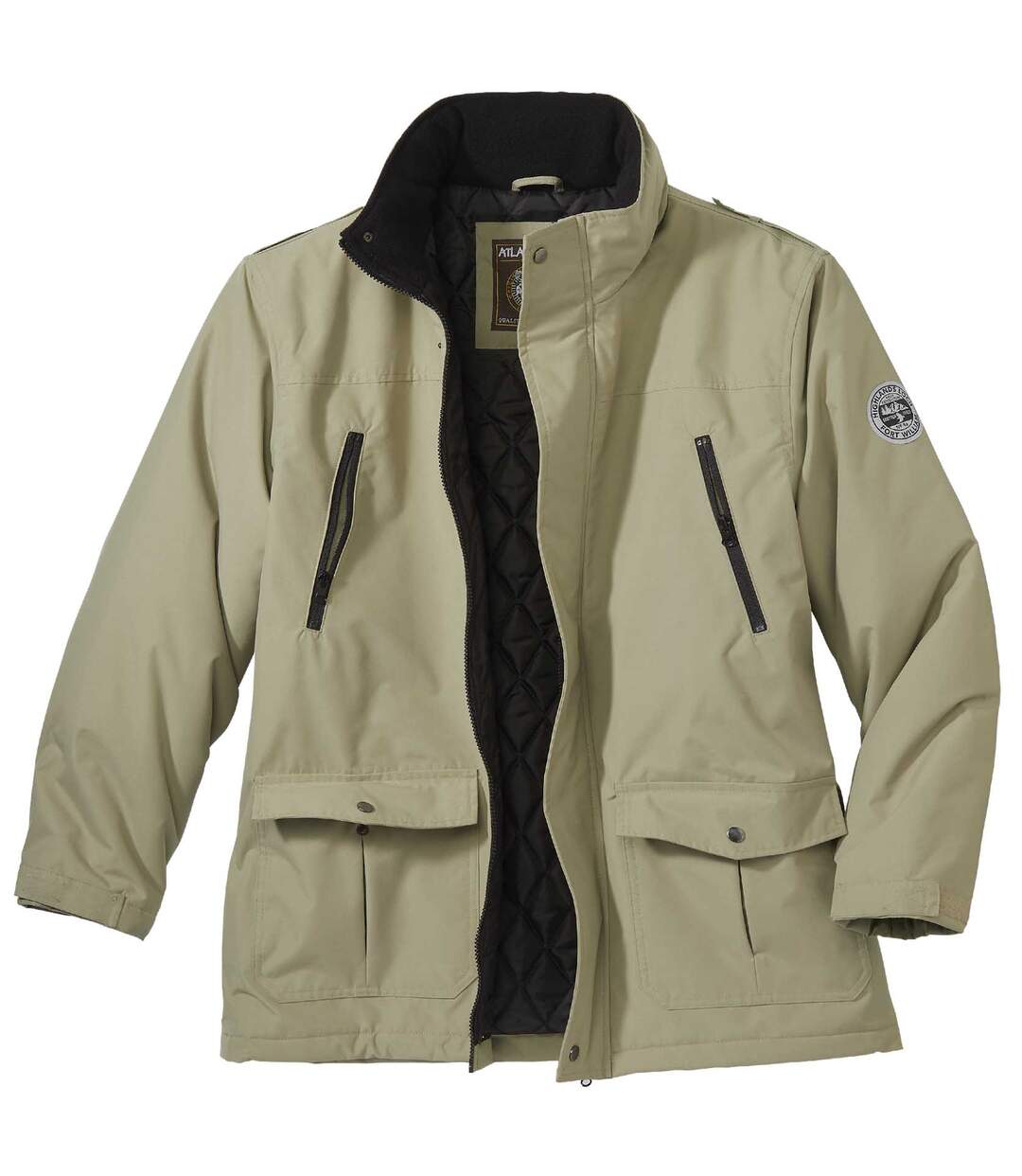 Men's Water-Repellent Beige Multipocket Parka-2