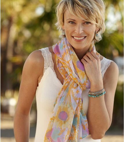 Women's Spring Scarf with Multicoloured Print