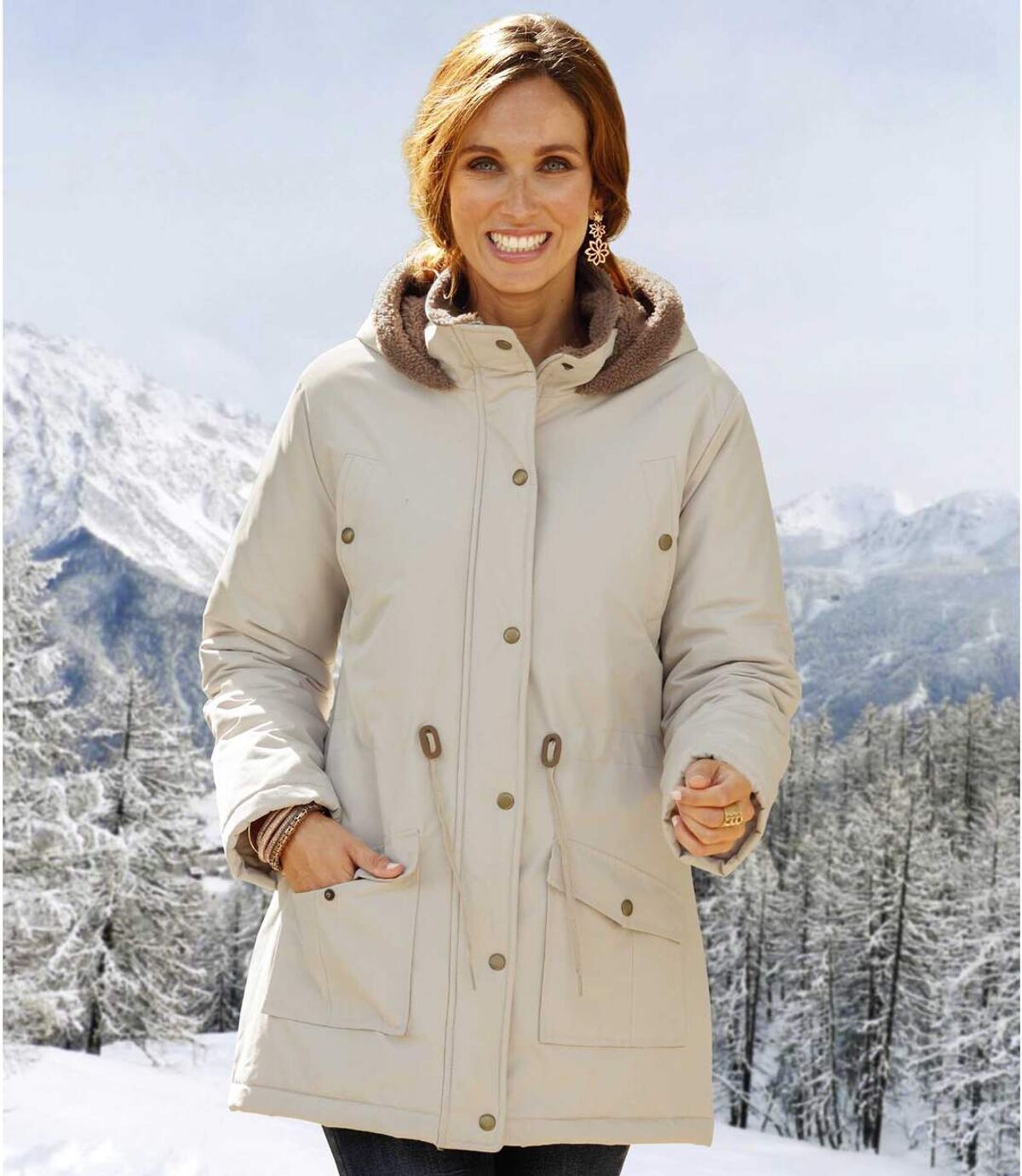 Women's Stylish Cream Winter Coat Atlas For Men