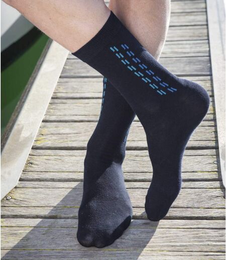 Men's Pack of 4 Stylish Socks - Navy Dark Grey Black Light Grey
