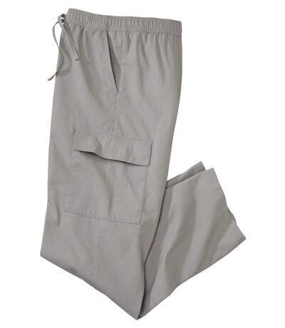 Men's Grey Cargo Trousers - Elasticated Waist 