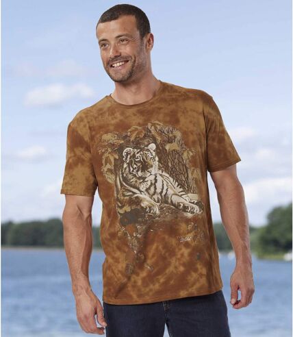 Men's Brown Tiger Print T-Shirt 