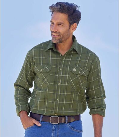 Men's Khaki Checked Flannel Shirt  