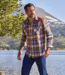 Men's Flannel & Faux-Suede Shirt - Camel Blue-5