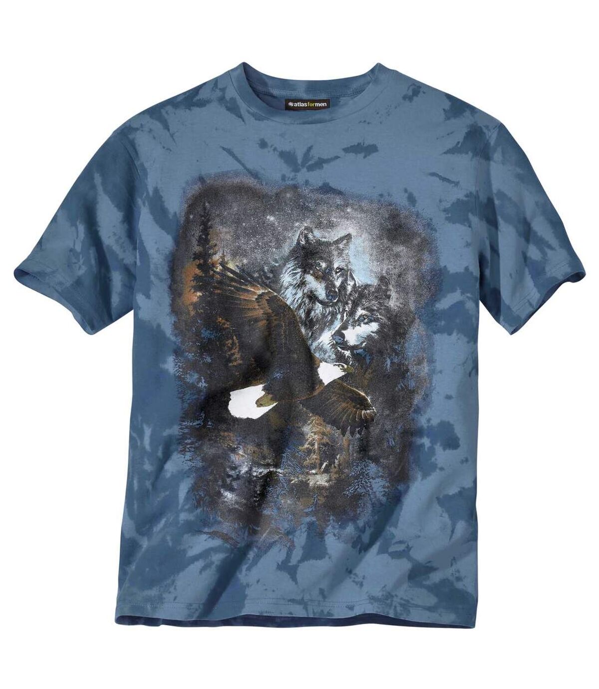 Men's Blue Printed Tie-Dye T-Shirt Atlas For Men